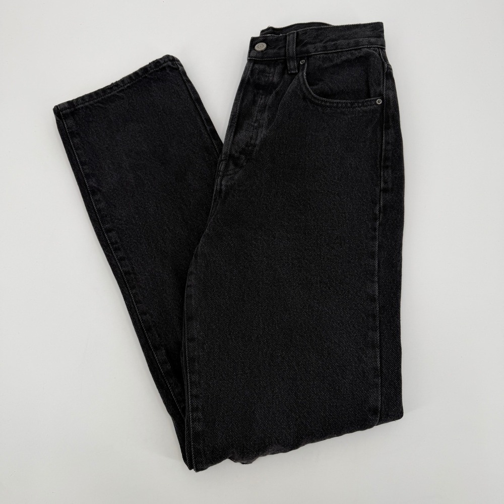PacSun Womens Dad Jean High Rise Distressed Washed Black Denim Size 26 Grunge